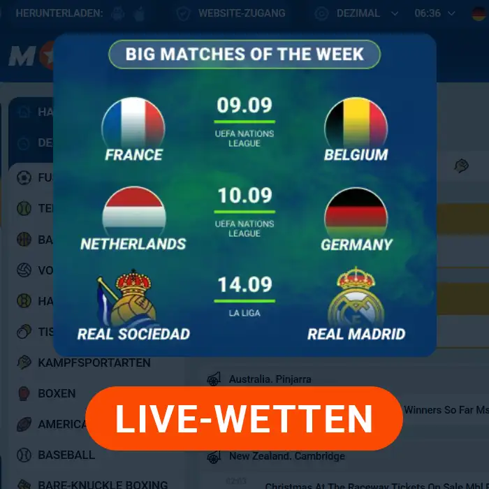 Echtzeit-Wetten Mostbet Deutschland